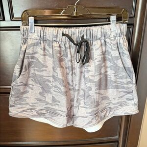 Gray Camouflage Lounge Shorts w/ Pockets